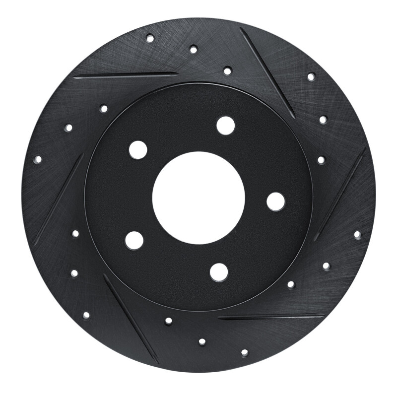 Nissan Kicks Brake Rotor (1) - Rear Right - R1 Concepts - Drilled & Slotted - Black - `19-`25